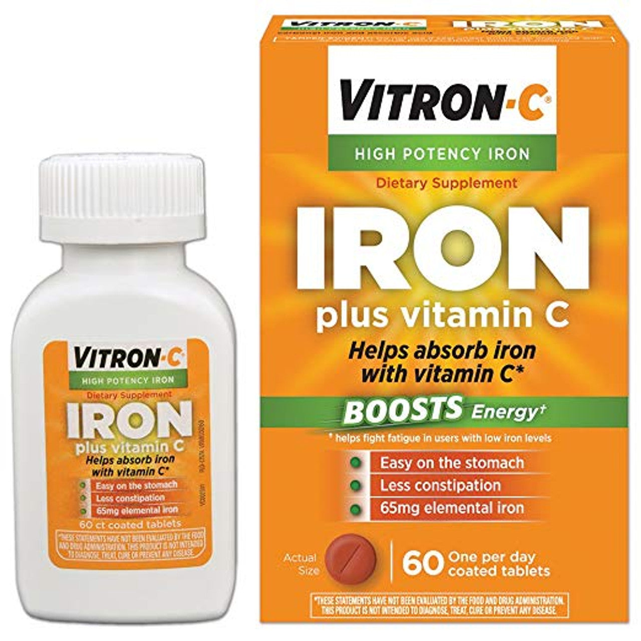 Suplemento de Hierro Vitron-C con Vitamina C - 60 Tabletas Recubiertas