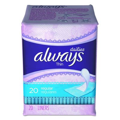 Always Regular Thin Pantiliner Unscented - 20 Count
