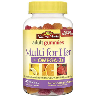 Nature Made Multi For Her + Omega-3 Gummies - Strawberry, Lemon & Orange