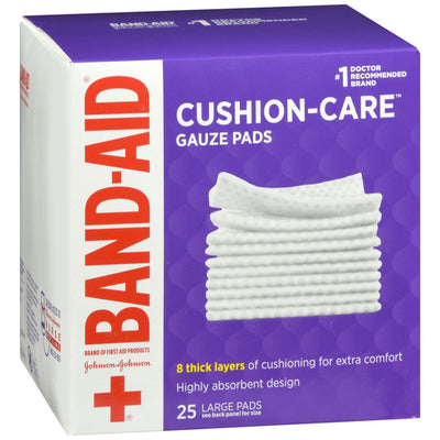 Band-Aid Cushion Care Gauze Pads, Large, 25 Count