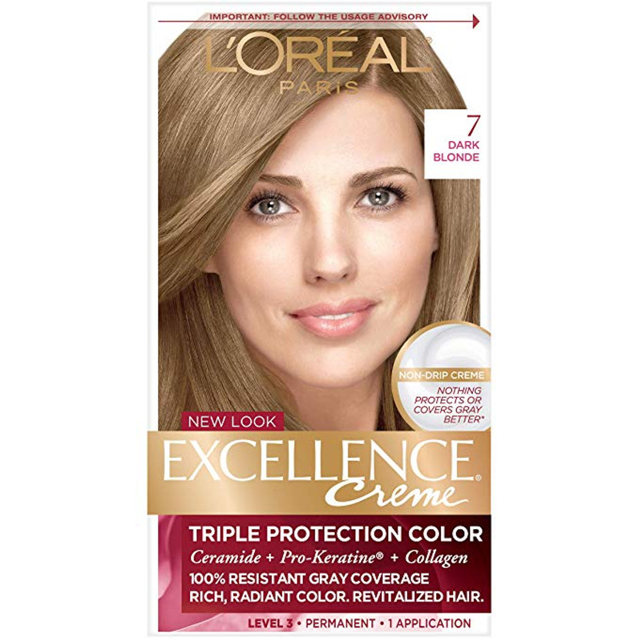 Excellence L'Oreal Paris Triple Protection Hair Color, 7 Rubio Oscuro