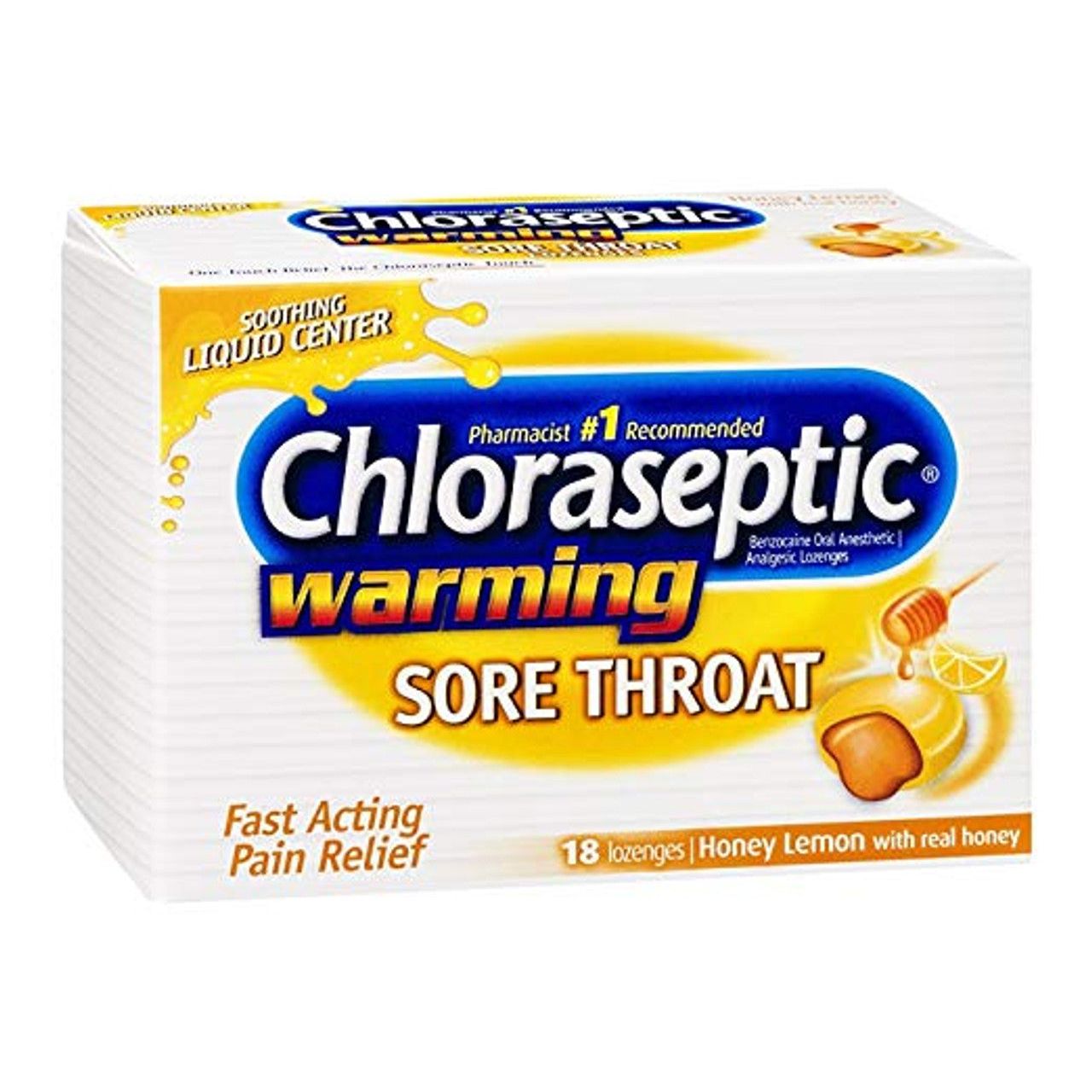 Pastilles Chloraseptic réchauffantes pour la gorge, miel citron