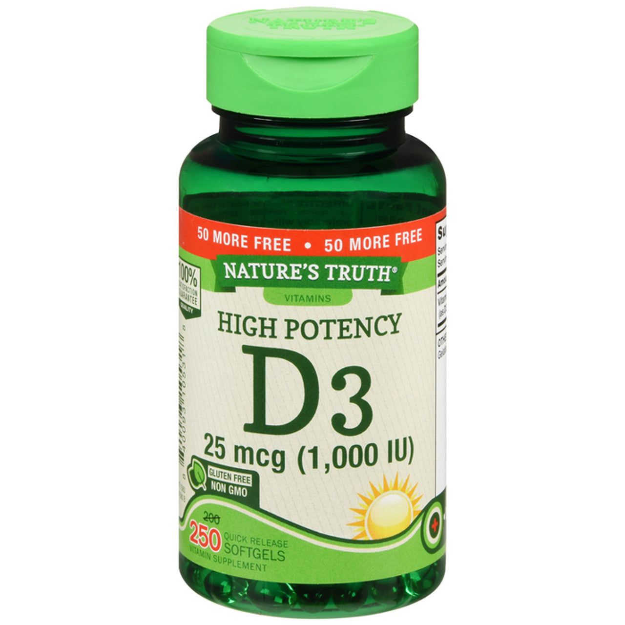 Nature's Truth High Potency Vitamin D3 Softgels - 1,000 IU