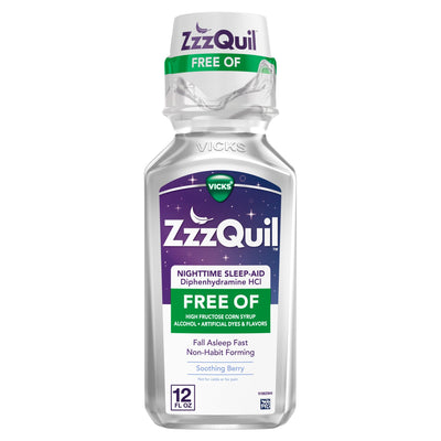 Vicks ZzzQuil Nighttime Sleep Aid – Alcohol-Free Berry (12 Fl Oz)