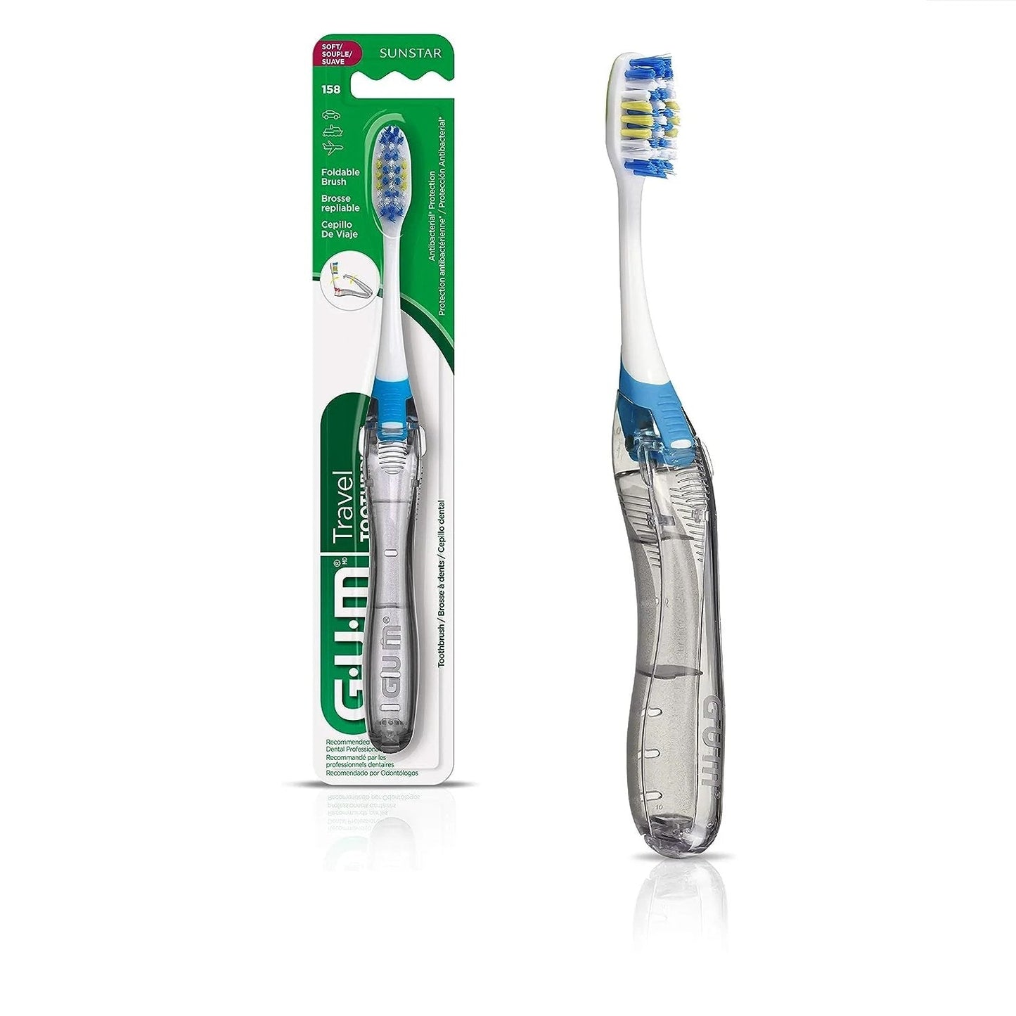 Brosse à dents de voyage GUM avec poils antibactériens