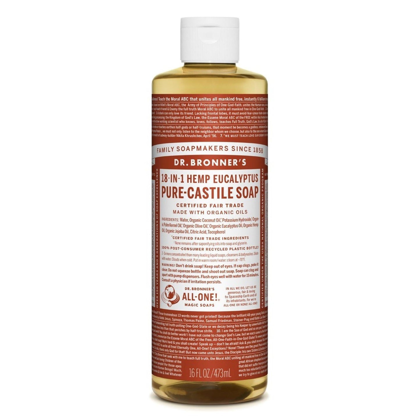 Jabón Líquido Puro de Castile de Dr. Bronner - Cáñamo Eucalipto, 16 Fl Oz