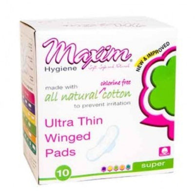 Maxim Natural Cotton Ultra Thin Overnight Pads - 10 Count