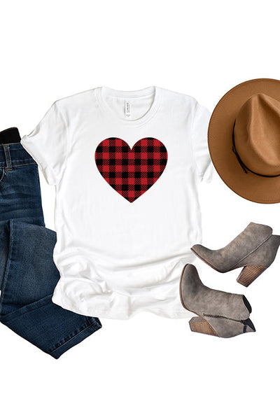Plaid Heart Batting Tee 1235 - Korvel