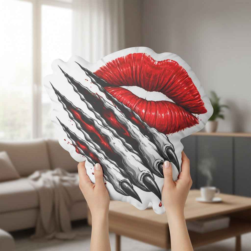 Almohada en forma de beso y garra – Edición Romance Oscuro