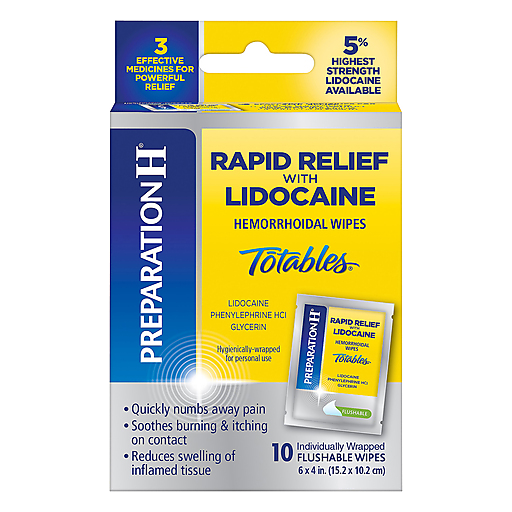 Preparation H Rapid Relief Wipes with Lidocaine - 10 Count