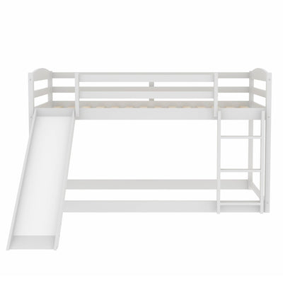 Twin over Twin Bunk Bed with Convertible Slide and Ladder White - Korvel