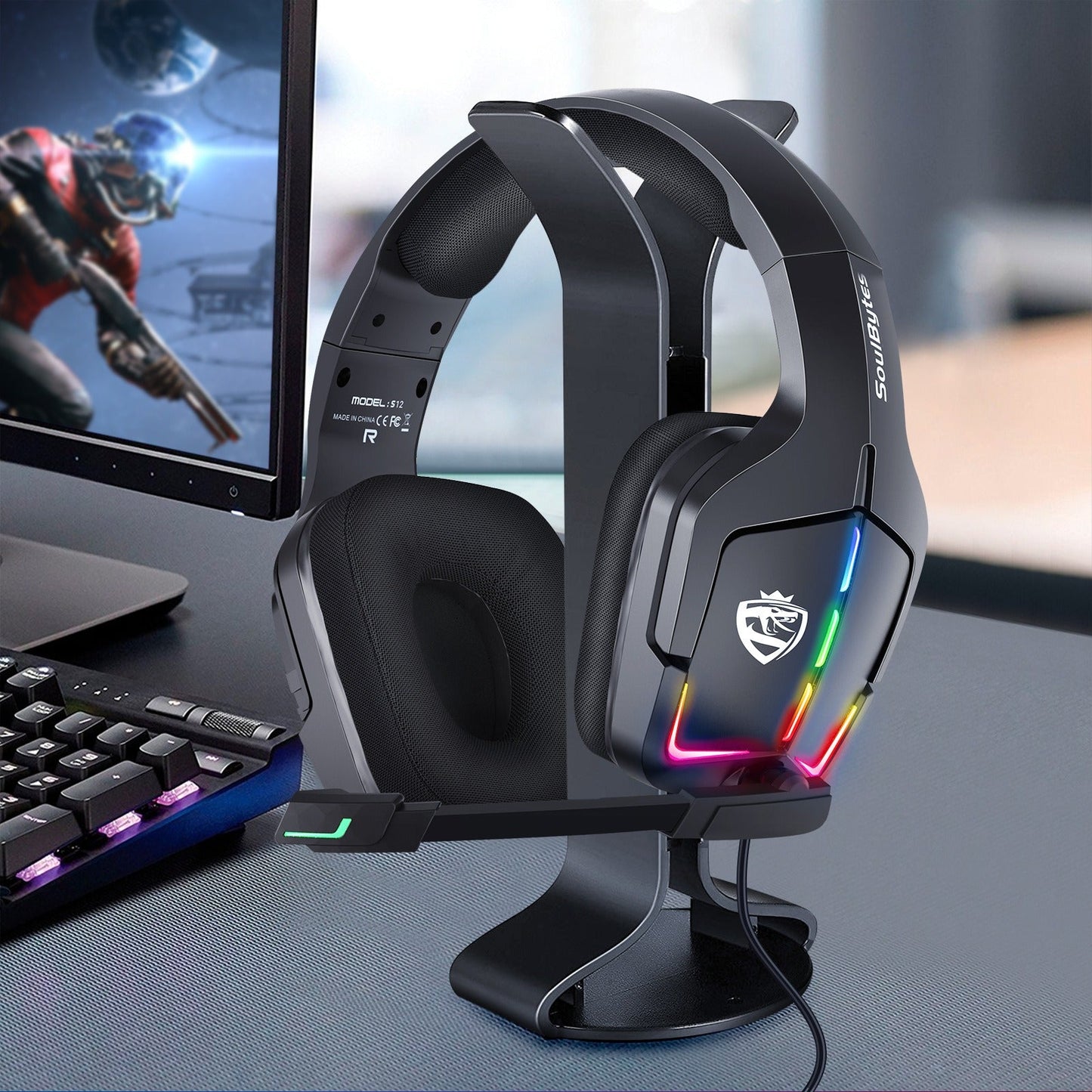 S12 Wired RGB Gaming Headset for PS4