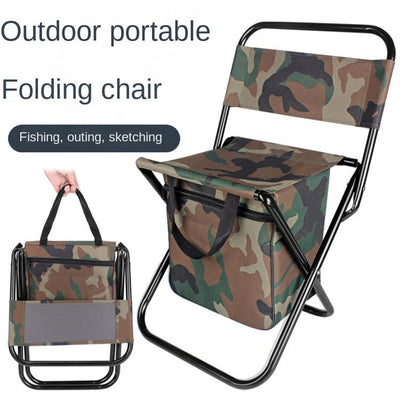 Outdoor Camping Folding Chair with Storage Backrest and Carrying Bag for Art Students' Sketching - Korvel