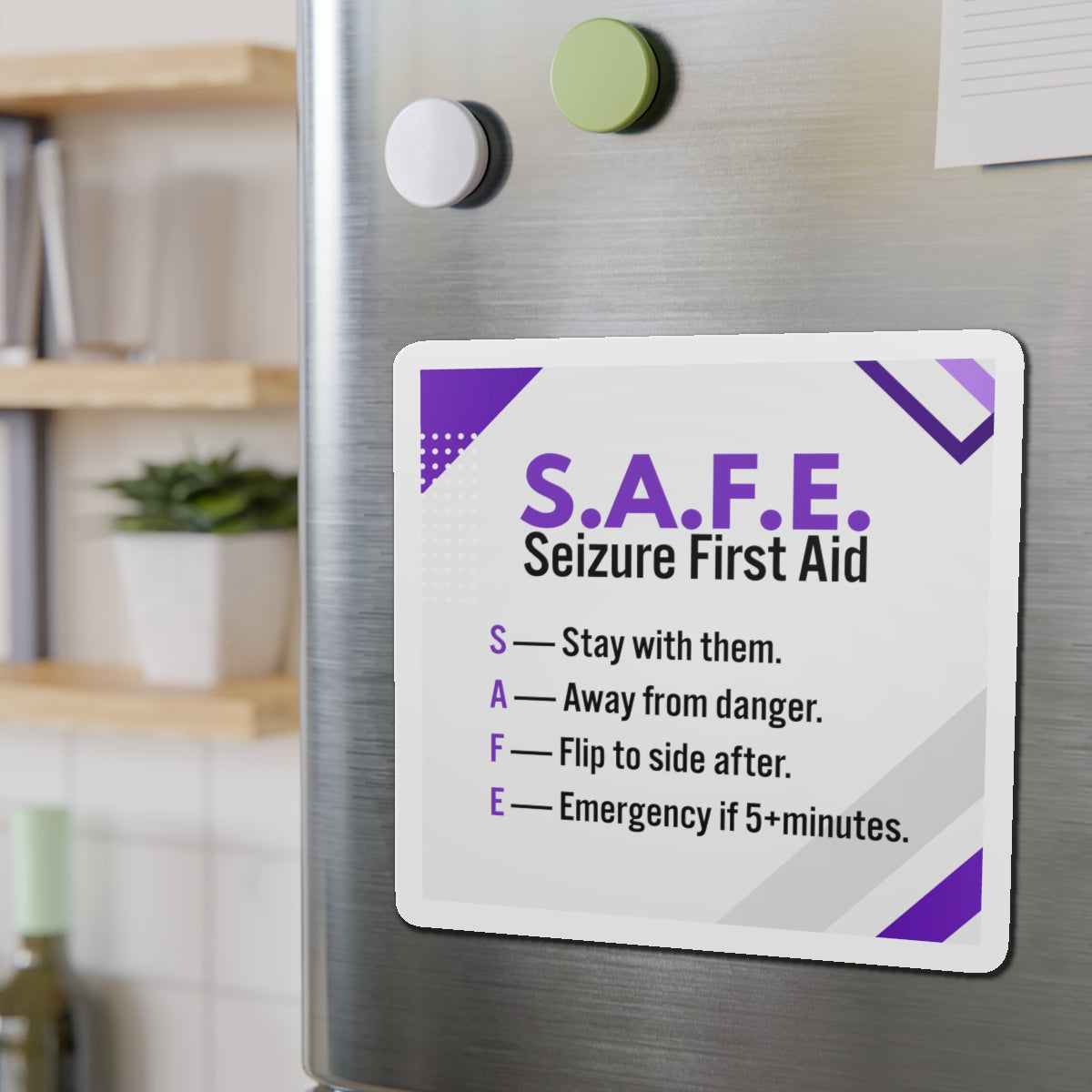 Imán de Primeros Auxilios para Convulsiones S.A.F.E. - Guía de Concienciación sobre la Epilepsia