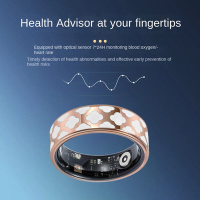 Health Smart Titanium Steel Ring Waterproof Blood Pressure Oxygen Sleep Movement Tracking Multi-Function Ring High-Tech Pair Ring - Korvel