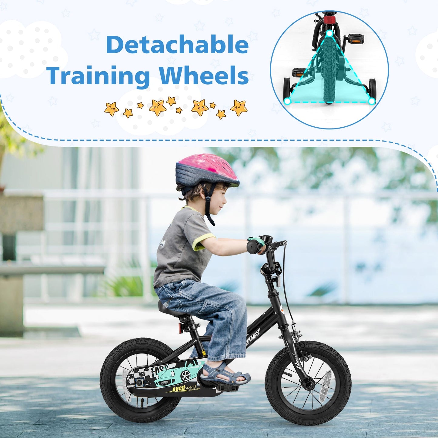 Bicicleta Infantil de 12 Pulgadas con Características Ajustables para Edades de 3 a 4 Años