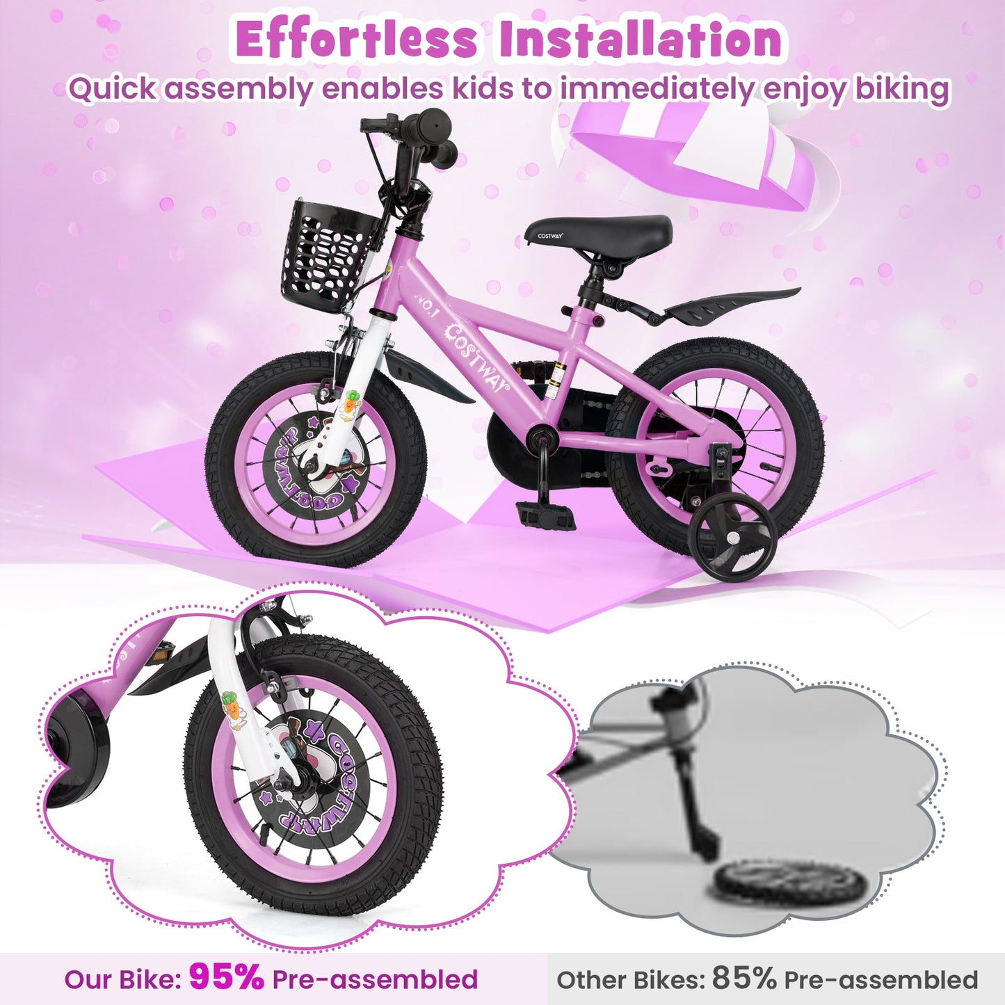 12 Inch Kids Bike for 3-4 Years Old with Adjustable Features