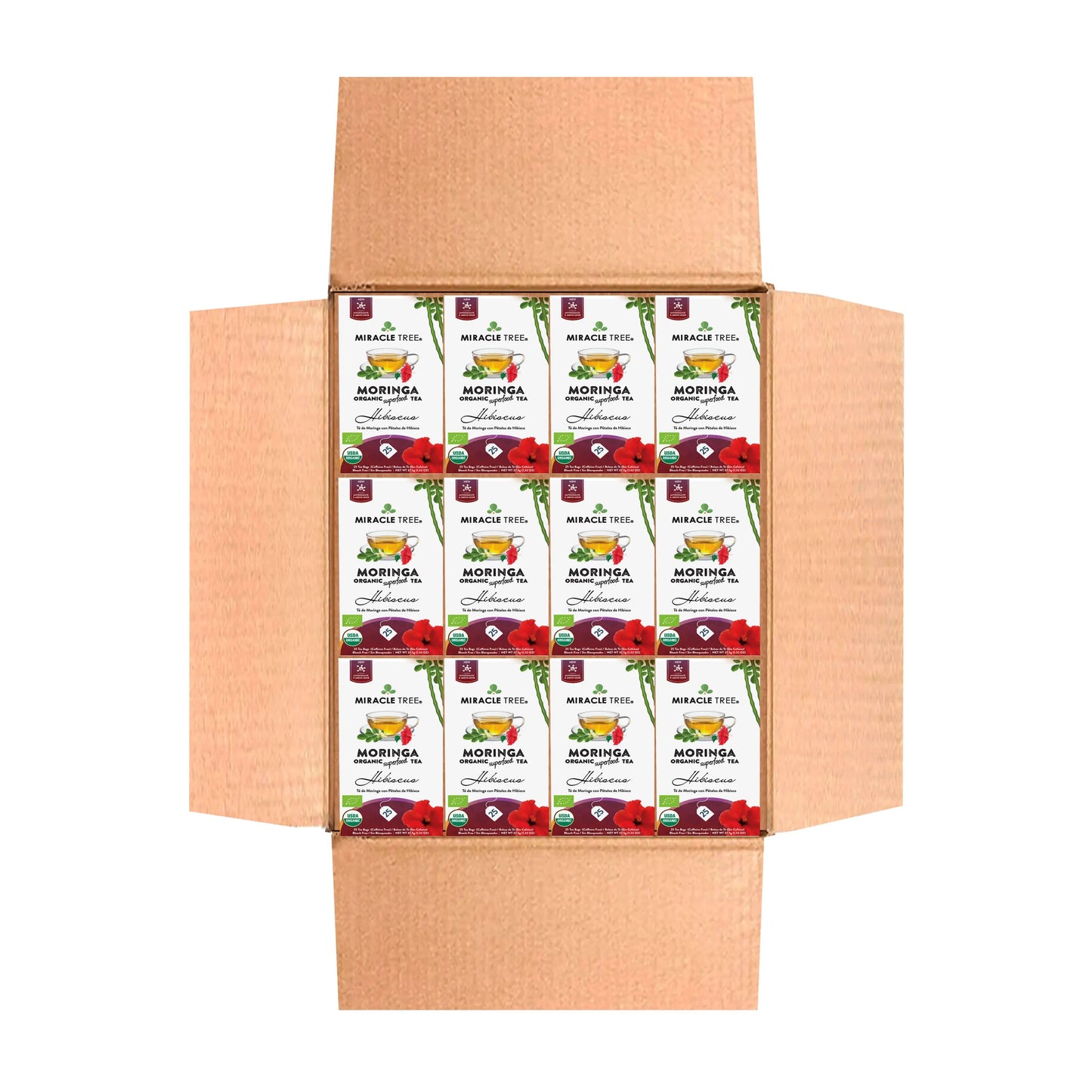 Té Orgánico de Moringa y Hibisco - 25 Bolsitas Envueltas