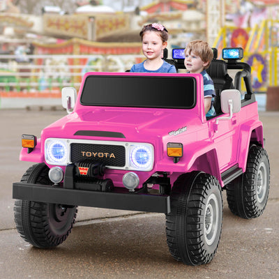 12V 2-Seat Licensed Kids Ride On Toyota FJ40 Car - Pink