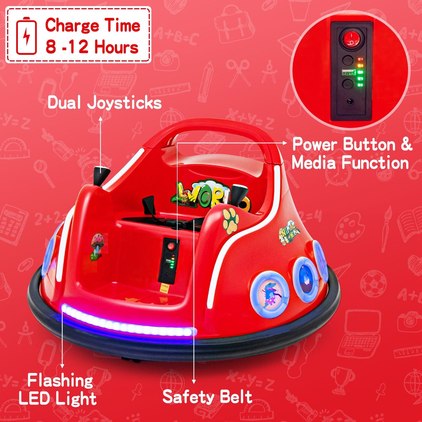 Voiture électrique 12V avec télécommande - Rouge