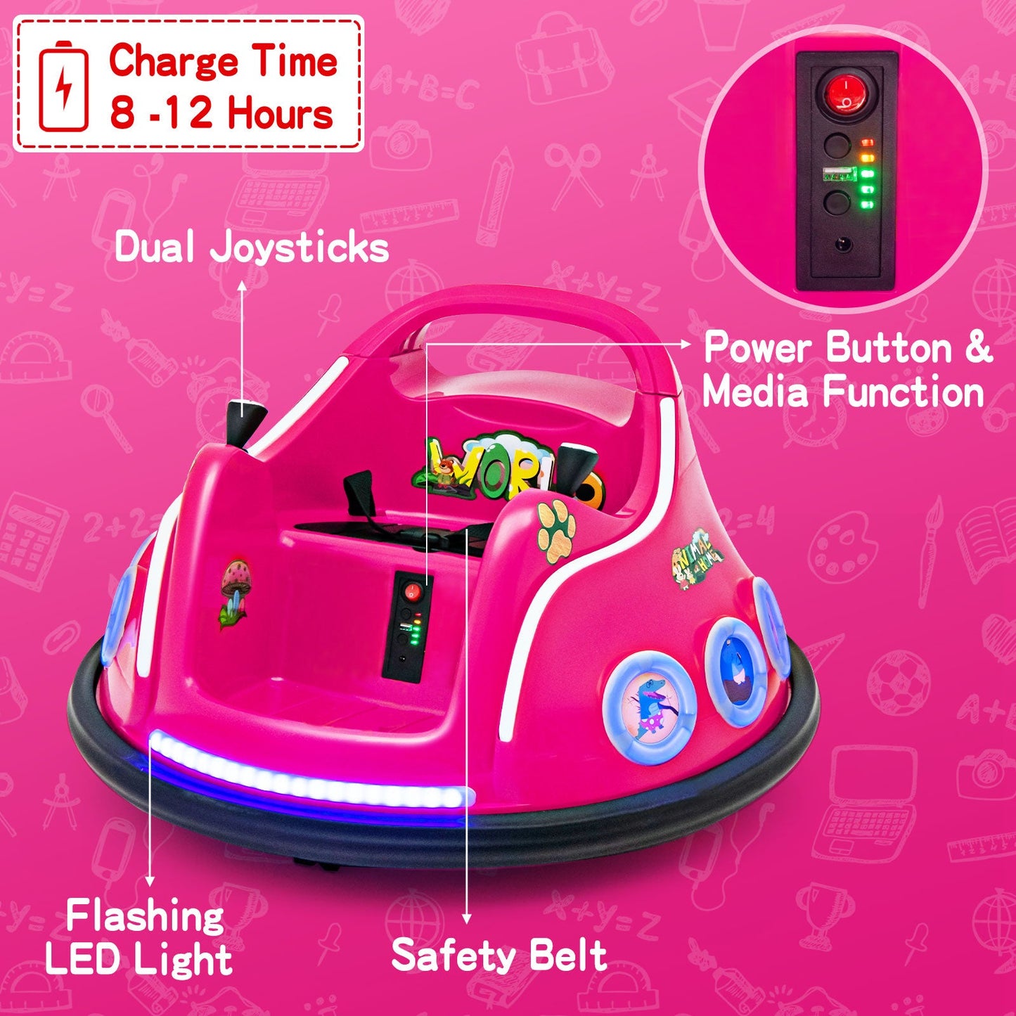 Coche Eléctrico de 12V con Control Remoto - Rosa