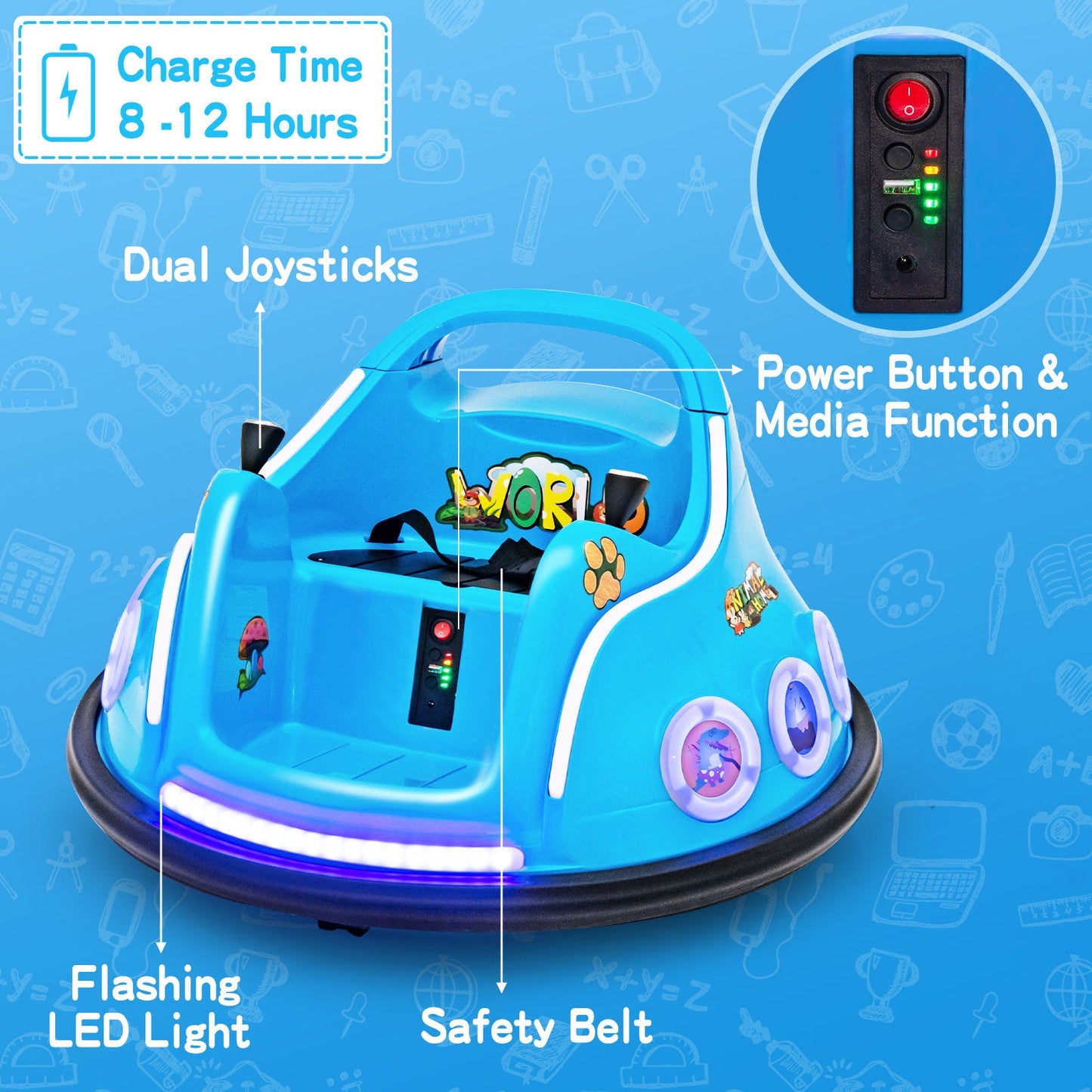 12V Electric Ride On Car with Remote Control - Navy
