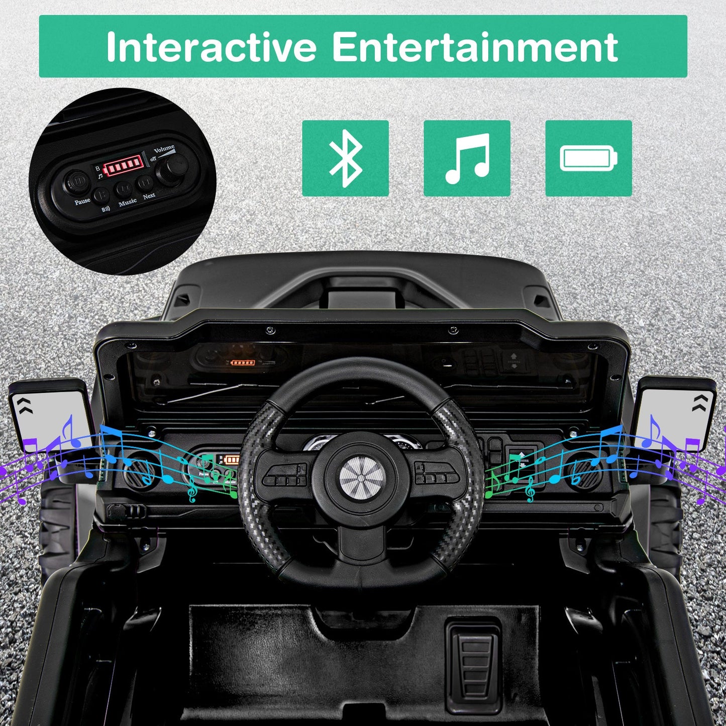 Camion électrique pour enfants 12V avec télécommande - Noir