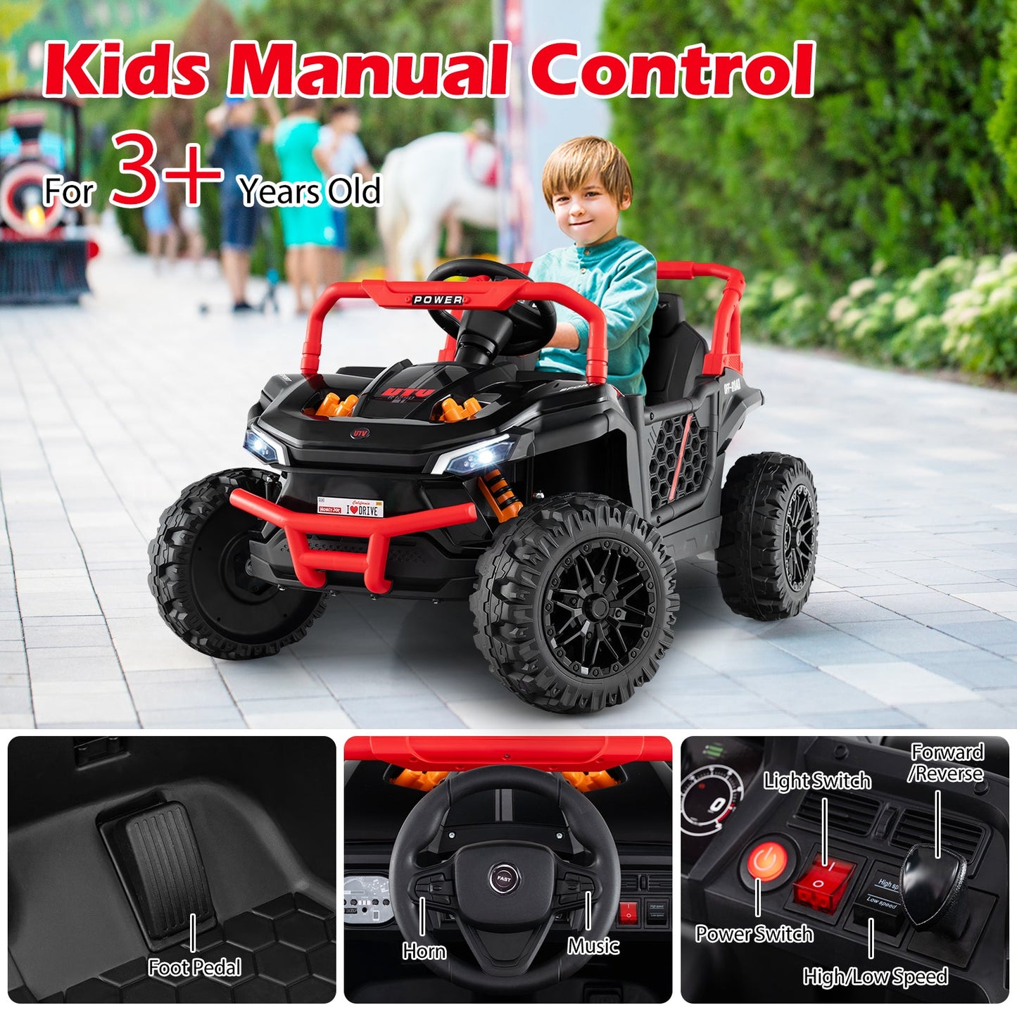 Camión Infantil de 12V para Conducir - UTV Todo Terreno - Negro
