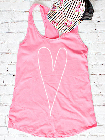 White Heart Tank Top - Stylish and Comfortable
