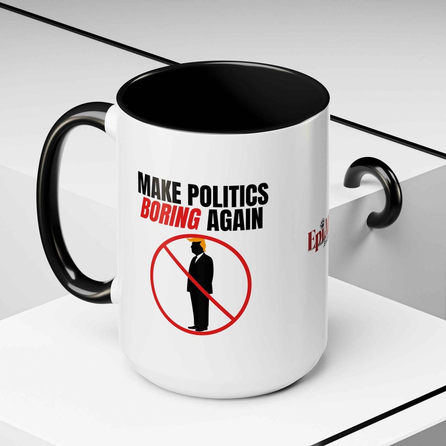 Make Politics Boring Again Parody Mug – Two-Tone Ceramic Coffee Cup