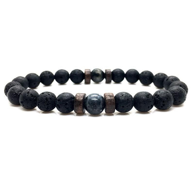 Pulsera Épica de Piedra Volcánica para Hombres y Mujeres