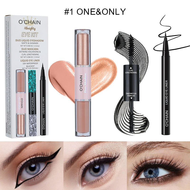 Ensemble Cosmétique Premium O'CHAI : Mascara, Eyeliner et Fard à Paupières
