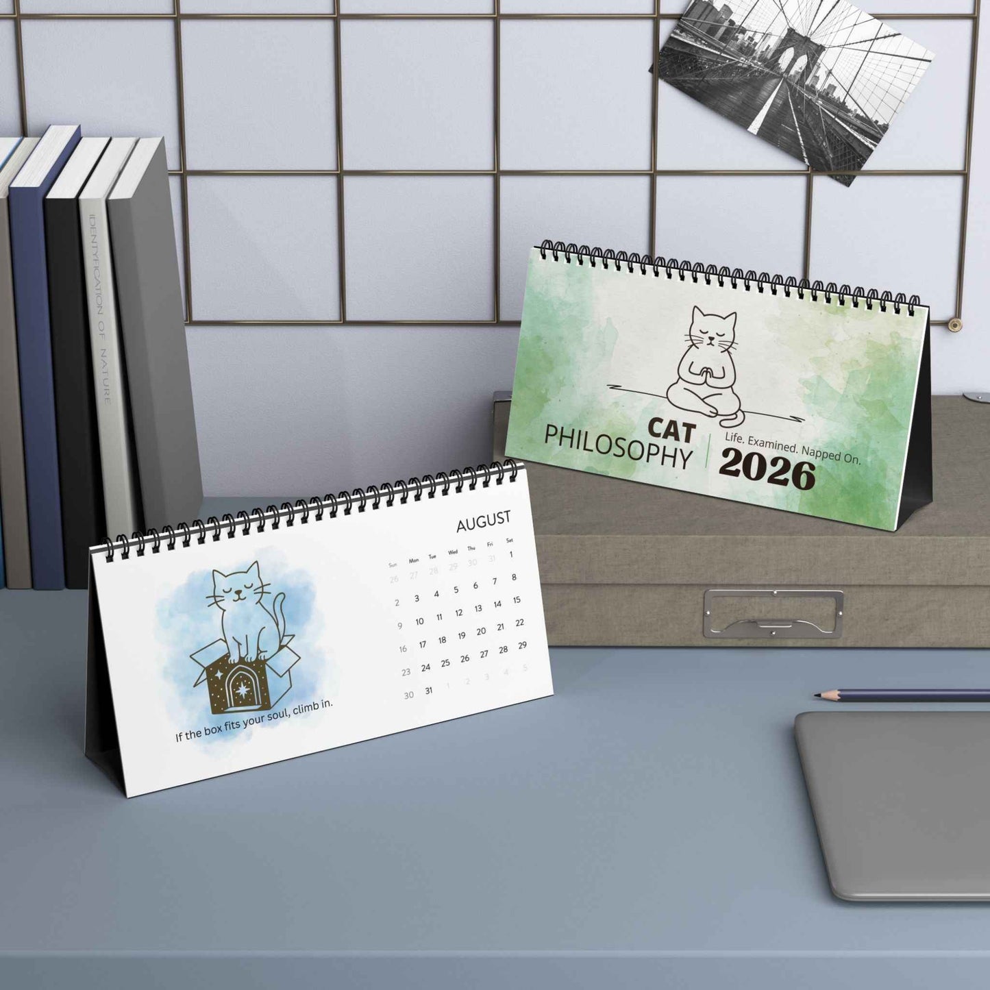 Calendario de Escritorio de Filosofía Gato | Un Año de Sabiduría con Bigotes