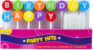 Happy Birthday Letter Candleholder Sets - 2.5"