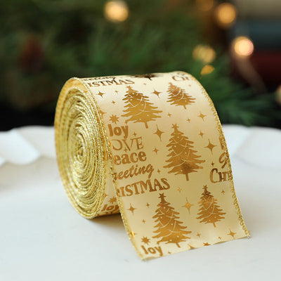 Elegant Gold Onion Cloth Christmas Ribbon with Decorative Bow