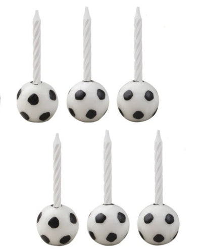 Soccer Candleholder Set - 6 Vibrant Birthday Candles
