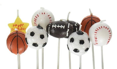 Sports Birthday Candles Set - 9 Vibrant Candles