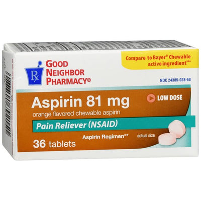 G.n.p. Aspirin 81mg Orange Chewable Tablets - 36 Count