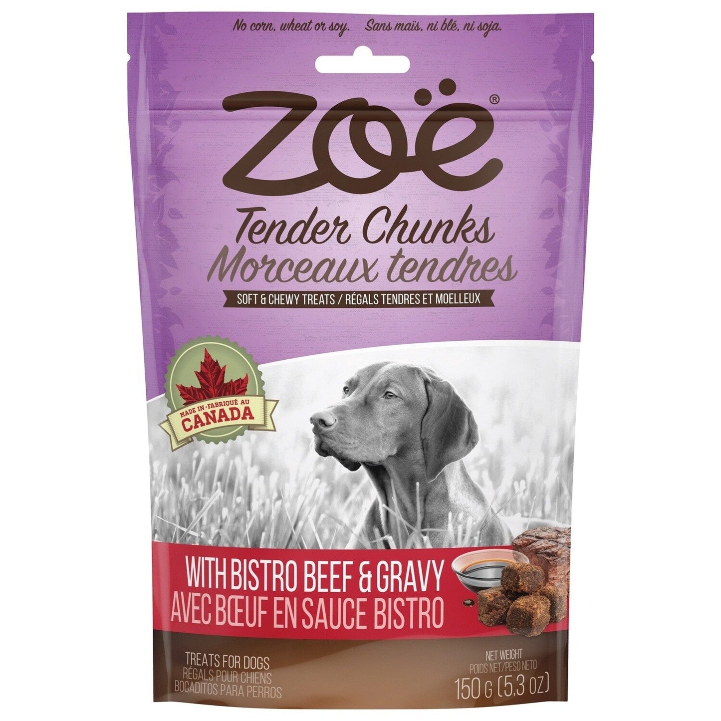 Zoe Tender Chunks Bœuf & Sauce pour Chiens - 5,3 Oz