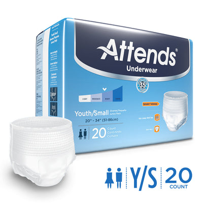 Attends Advanced Protective Underwear - Jeunesse/Petite (20 unités)