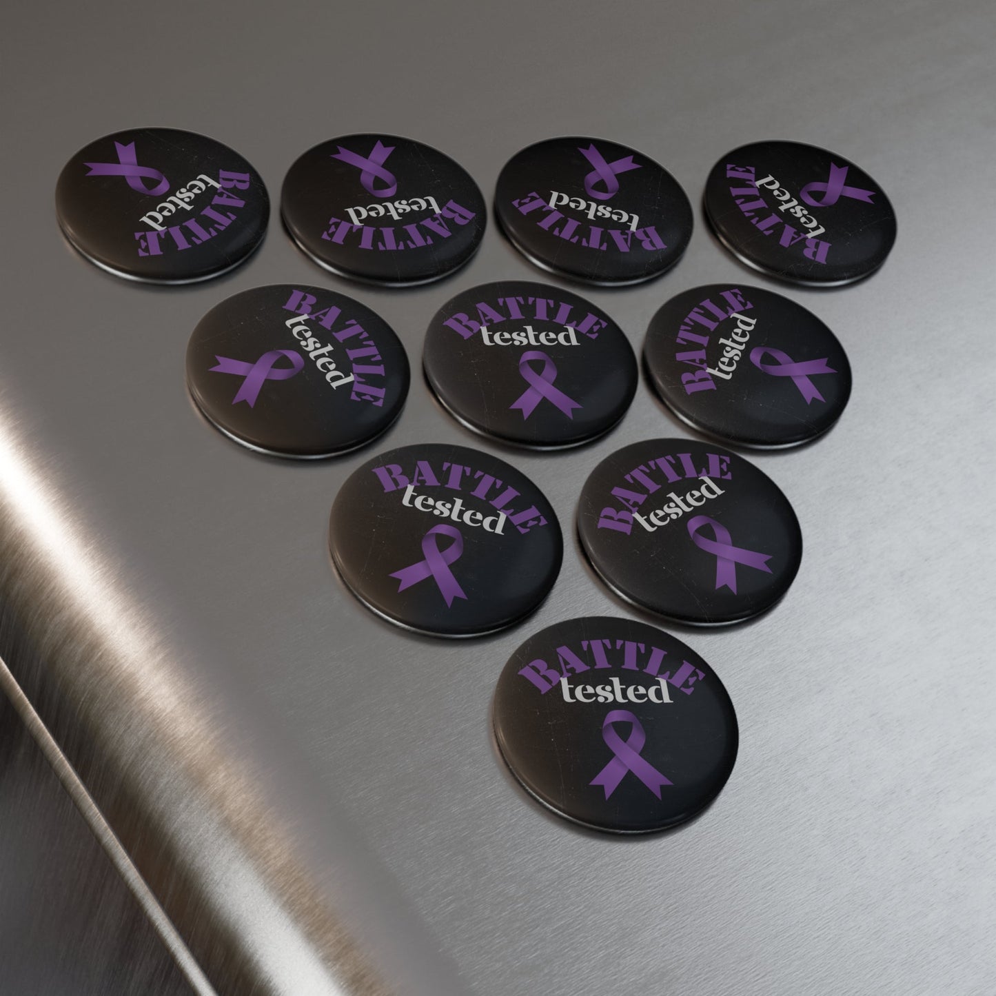 Battle Tested Purple Ribbon Awareness Magnet - 2.25" Round