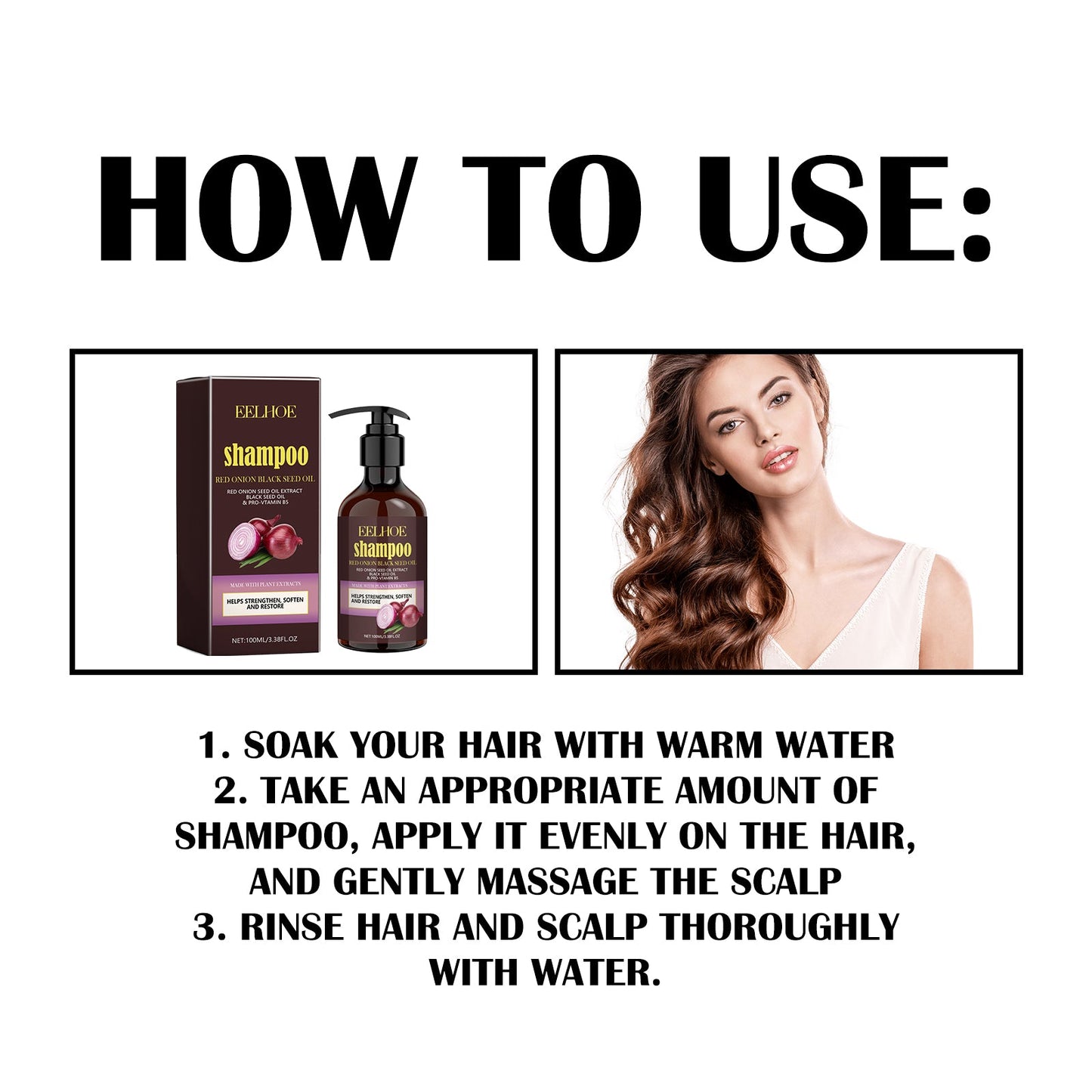 Red Onion Black Seed Oil Shampoo, Clean Scalp Easy Anti-Dandruff Smooth Hair Oil Control Shampoo - Korvel