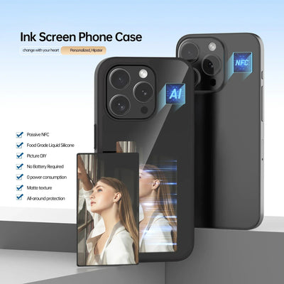 DIY Cases For iPhone 13 14 15 Pro Max NFC Phone Case Smart E-ink Screen Covers Fashion Cool Anime Characters Fundas Battery Free - Korvel