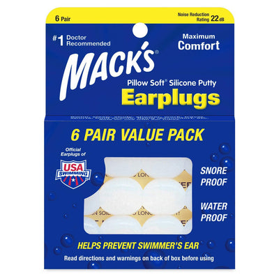 Mack's Pillow Soft Silicone Earplugs - 6 Pair Value Pack