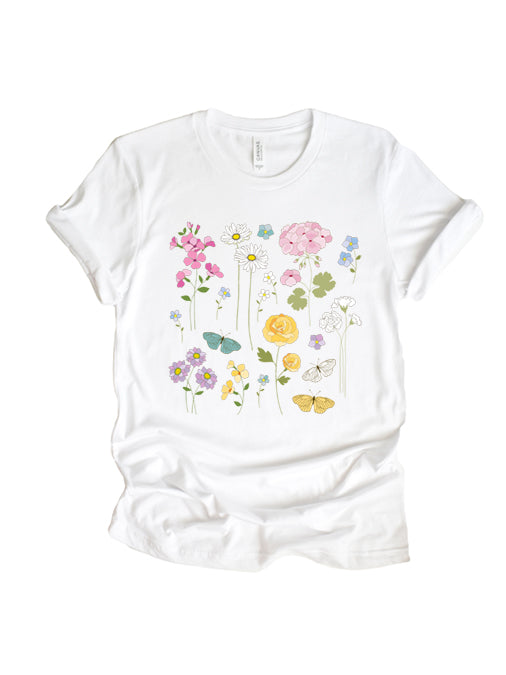 Flowers and Butterflies Unisex T-Shirt - Korvel