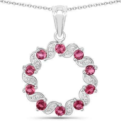 Colgante de Plata Esterlina con Turmalina Rosa de 1.30 Quilates y Topacio Blanco
