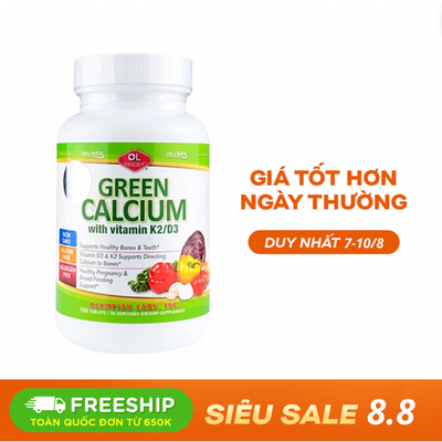 Olympian Labs Green Calcium – Complejo de Calcio Orgánico (100 Tabletas)