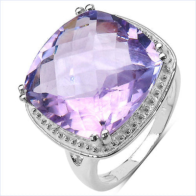 Bague en argent sterling .925 avec améthyste véritable de 11,93 carats