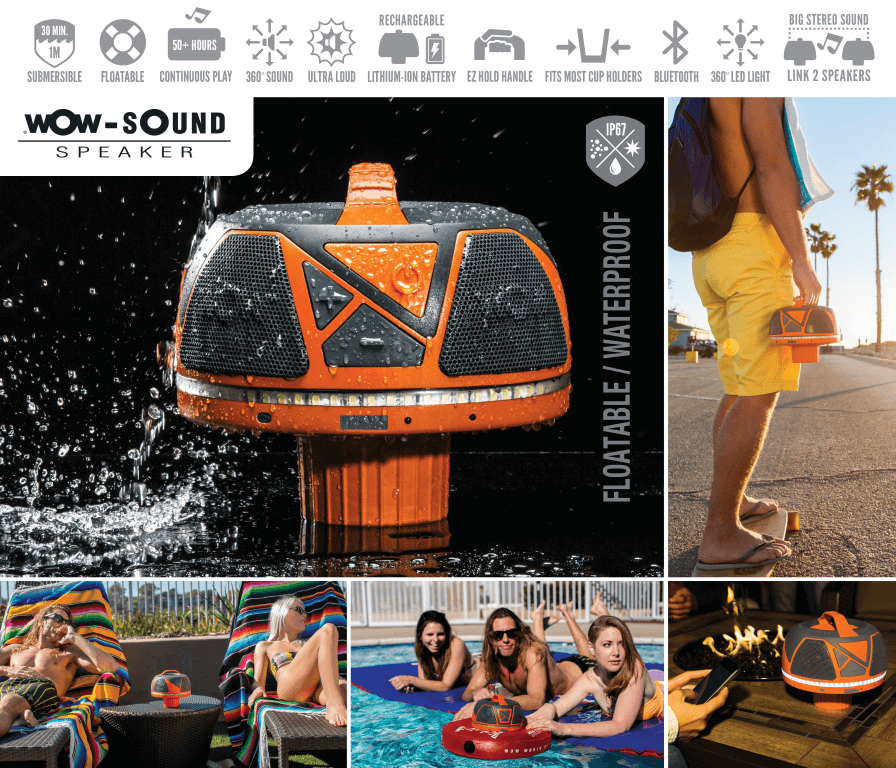 WOW Sports WOW-SOUND Floating Waterproof Bluetooth Speaker
