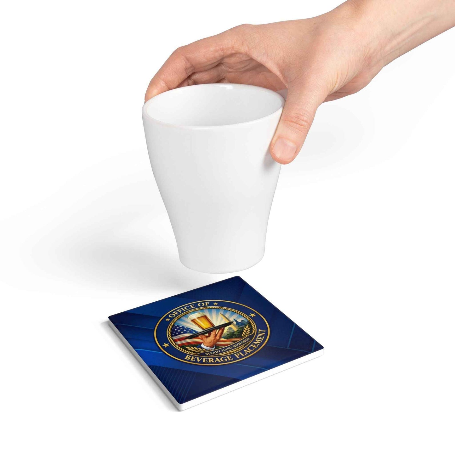 Office of Beverage Placement Coaster – Steady Hand Required
